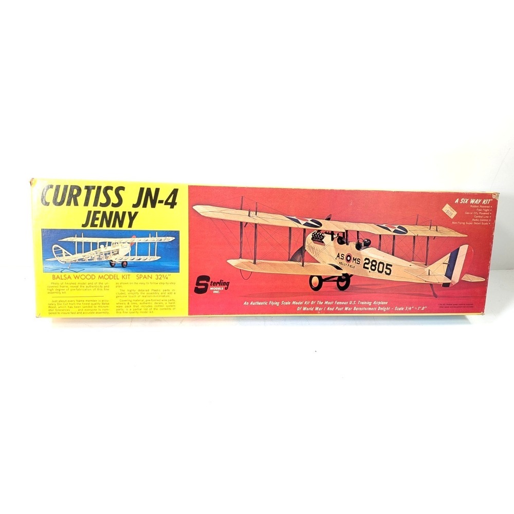 Sterling Curtiss JN-4 Jenny Six-Way Balsa Wood Model Kit E1 New‎ Unbuilt 1960